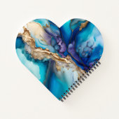 Carnet Nom de script Marbre Bleu Or Personnalisé (Dos)