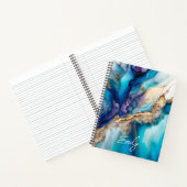Carnet Nom de script Marbre Or Bleu Personnalisé (Intérieur)