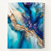Carnet Nom de script Marbre Or Bleu Personnalisé (Dos)