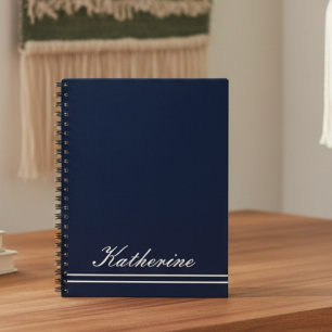 Carnet Nom de script Minimaliste Bleu Nuit