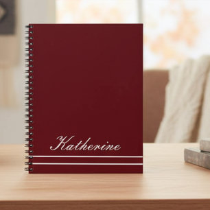 Carnet Nom de script Minimaliste Rouge Bourgogne
