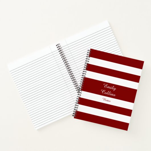 Carnet Nom de script Modern Red Stripes (Intérieur)