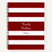 Carnet Nom de script Modern Red Stripes (Devant)
