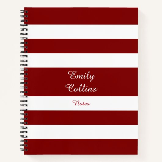 Carnet Nom de script Modern Red Stripes (Devant)