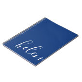 Carnet Nom de script moderne bleu personnalisé (Côté gauche)