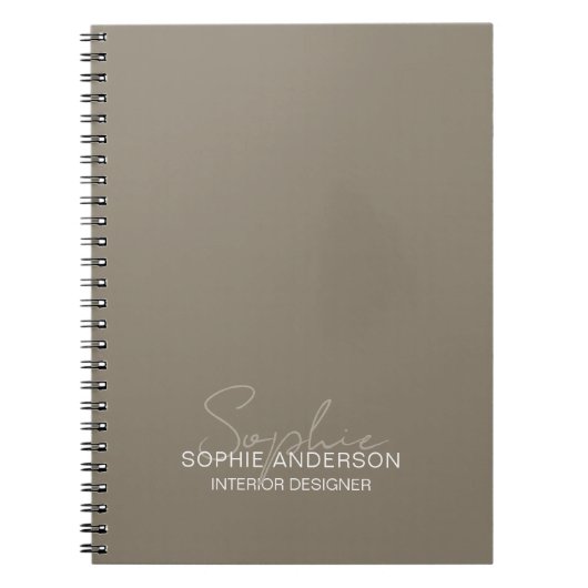 Carnet Nom de script moderne Concepteur d'intérieur Taupe (Devant)