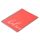 Carnet Nom de script moderne Corail personnalisé (Côté gauche)