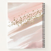 Carnet Nom de script moderne rose poudré et paillettes do (Dos)