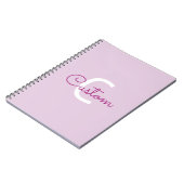 Carnet Nom de script & monogramme | Magenta & Violet clai (Côté gauche)