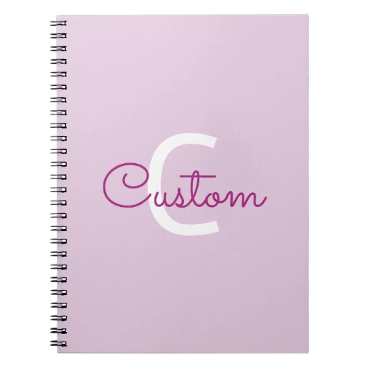 Carnet Nom de script & monogramme | Magenta & Violet clai (Devant)