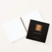 Carnet Nom de script monogramme or noir élégant (Intérieur)