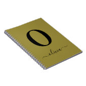 Carnet Nom De Script Monogramme Or Personnalisé Et Noir (Côté Droit)