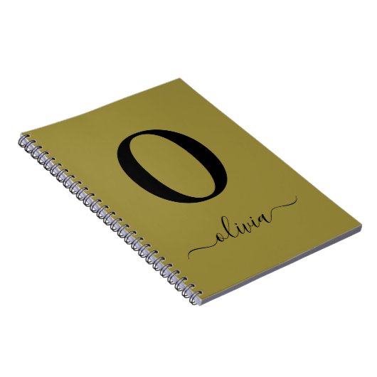 Carnet Nom De Script Monogramme Or Personnalisé Et Noir (Côté Droit)