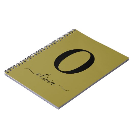 Carnet Nom De Script Monogramme Or Personnalisé Et Noir (Côté gauche)