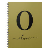 Carnet Nom De Script Monogramme Or Personnalisé Et Noir (Devant)