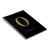 Carnet Nom De Script Monogramme Personnalisé Noir Et Or (Côté Droit)