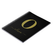 Carnet Nom De Script Monogramme Personnalisé Noir Et Or (Côté gauche)