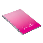 Carnet Nom de script ombré rose clair et rose vif (Côté Droit)
