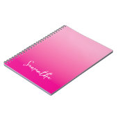 Carnet Nom de script ombré rose clair et rose vif (Côté gauche)