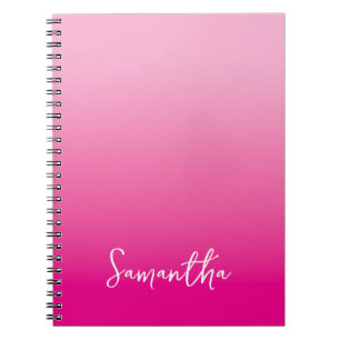 Carnet Nom de script ombré rose clair et rose vif