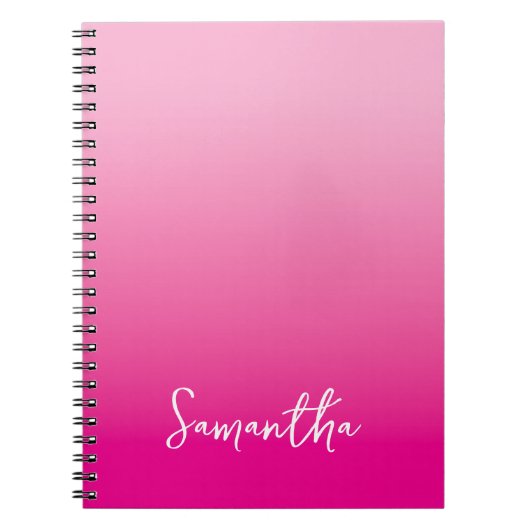 Carnet Nom de script ombré rose clair et rose vif (Devant)