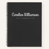 Carnet Nom de script personnalisé Noir et blanc moderne (Devant)
