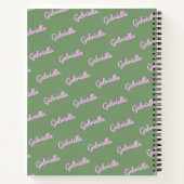 Carnet Nom de script personnalisé rose et vert mignon Non (Dos)