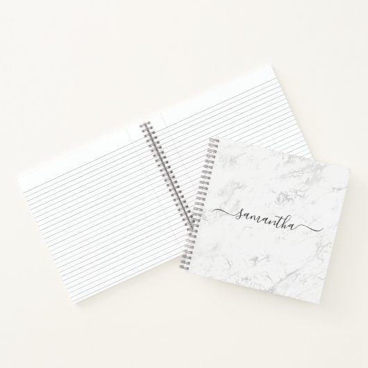 Carnet Nom de signature de marbre blanc argenté de luxe (Intérieur)