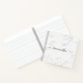 Carnet Nom de signature en marbre blanc argenté de luxe (Intérieur)