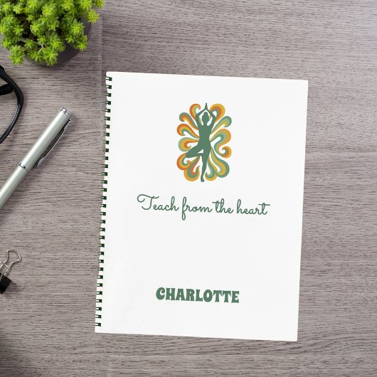 Carnet Nom de slogan rétro orange vert tourbillonnant pos