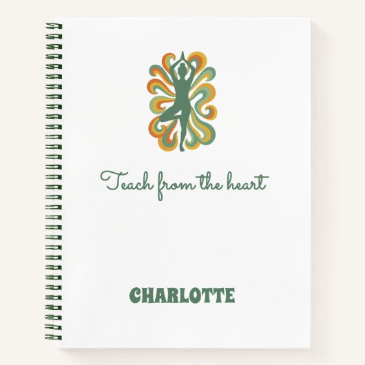 Carnet Nom de slogan rétro orange vert tourbillons de pos (Devant)