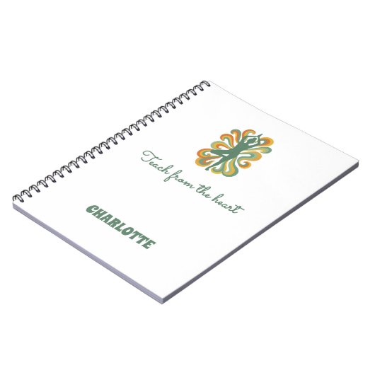 Carnet Nom de slogan rétro vert orange tourbillonne pose  (Côté gauche)