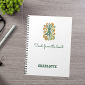 Carnet Nom de slogan rétro vert orange tourbillonne pose 