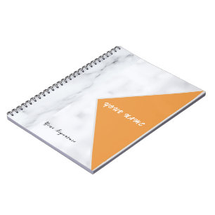 Carnet Nom de style moderne Personnaliser Marbre Blanc