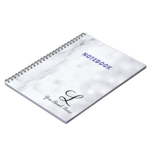Carnet Nom de style moderne Personnaliser Marbre Blanc