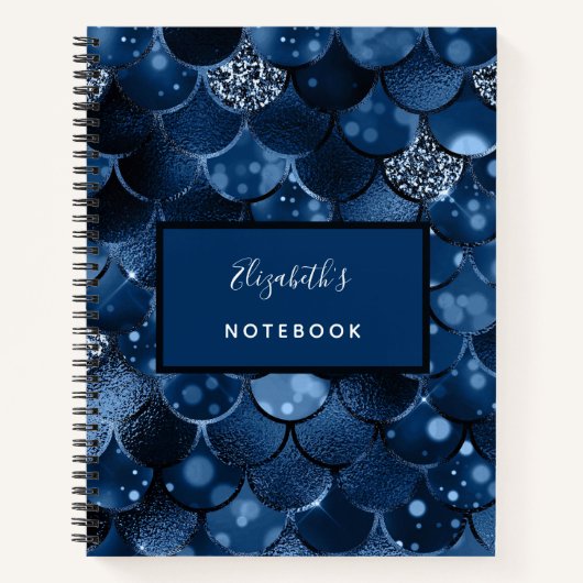 Carnet Nom d'écailles de sirène bleu marine (Devant)