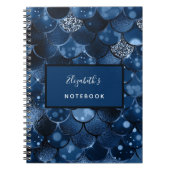 Carnet Nom d'écailles de sirène bleu marine (Devant)