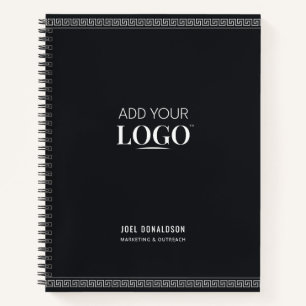 Carnet Nom d'employé personnalisé Meandre grec noir