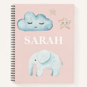 Carnet Nom d'enfant Moderne Rose Pastel et Bleu (Devant)