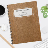 Carnet Nom, Denim imprimé marron moutarde en spirale