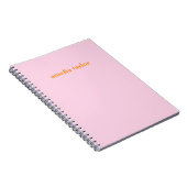 Carnet Nom d'enseignant personnalisé rose et orange (Côté Droit)