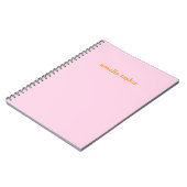 Carnet Nom d'enseignant personnalisé rose et orange (Côté gauche)