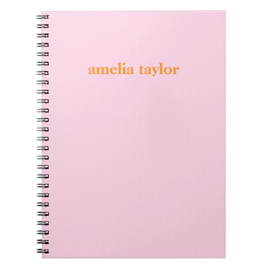 Carnet Nom d'enseignant personnalisé rose et orange (Devant)