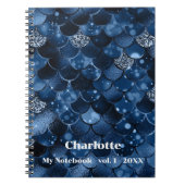 Carnet Nom des écailles de sirène bleu foncé (Devant)