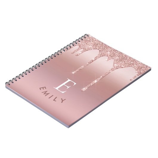 Carnet Nom des initiales du monogramme Rose Gold Parties  (Côté gauche)