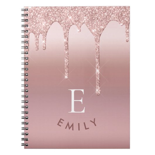 Carnet Nom des initiales du monogramme Rose Gold Parties (Devant)
