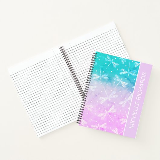 Carnet Nom des libellules d'aqua rose vif (Intérieur)