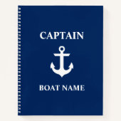 Carnet Nom du bateau du capitaine nautique Ancre Bleu (Devant)