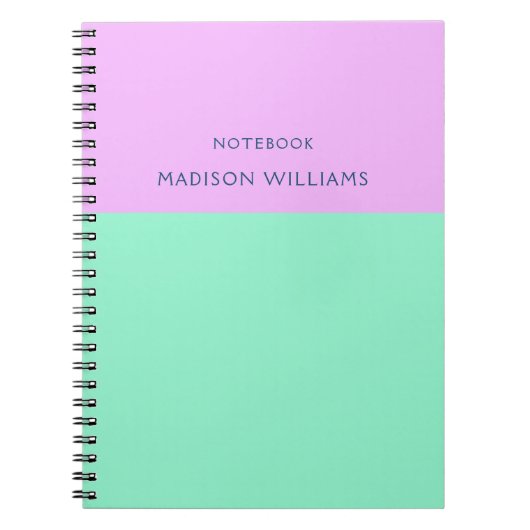 Carnet Nom du bloc de couleur Pastel Neon Mint et rose (Devant)
