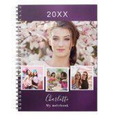 Carnet Nom du collage photo violet (Devant)